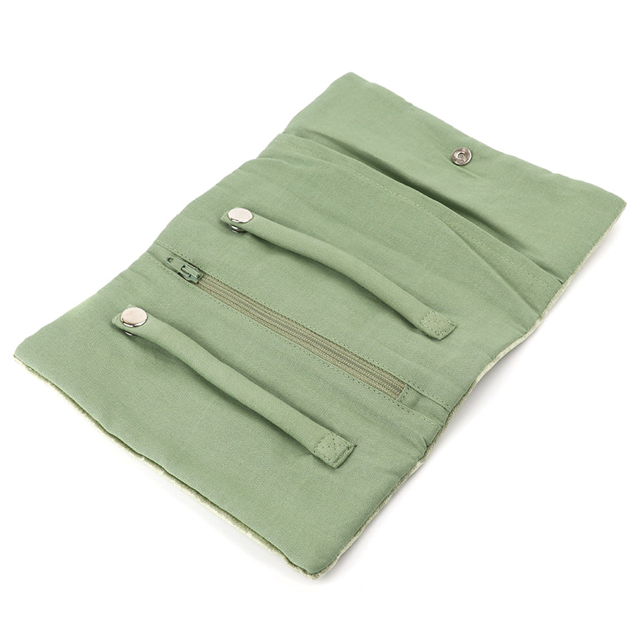 Embroidered Floral Green Velvet Jewellery Roll - 81813 - Uneeka