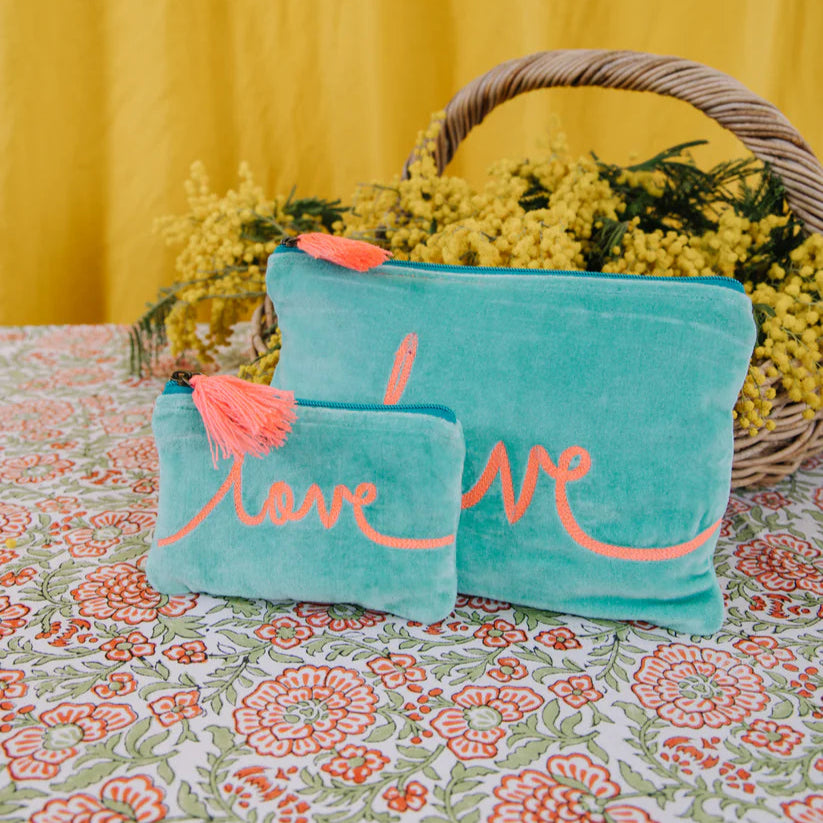 Embroidered Love Purse - LovePouchMint/Pink - Uneeka