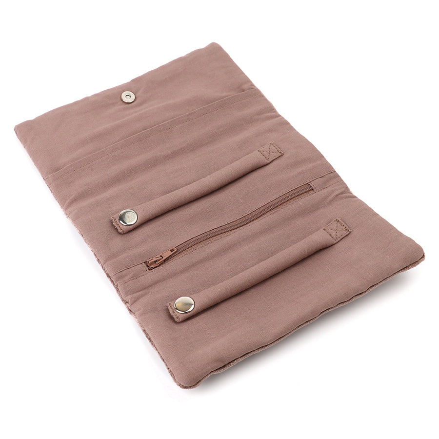 Embroidered Sunflower Brown Velvet Jewellery Roll - 81818 - Uneeka