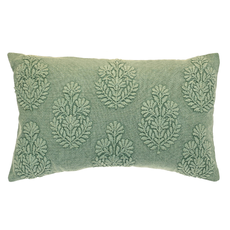 Embroidered Flower Rectangular Cushion - MOCBG - Uneeka