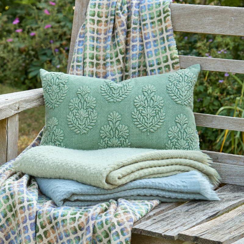 Embroidered Flower Rectangular Cushion - MOCBG - Uneeka