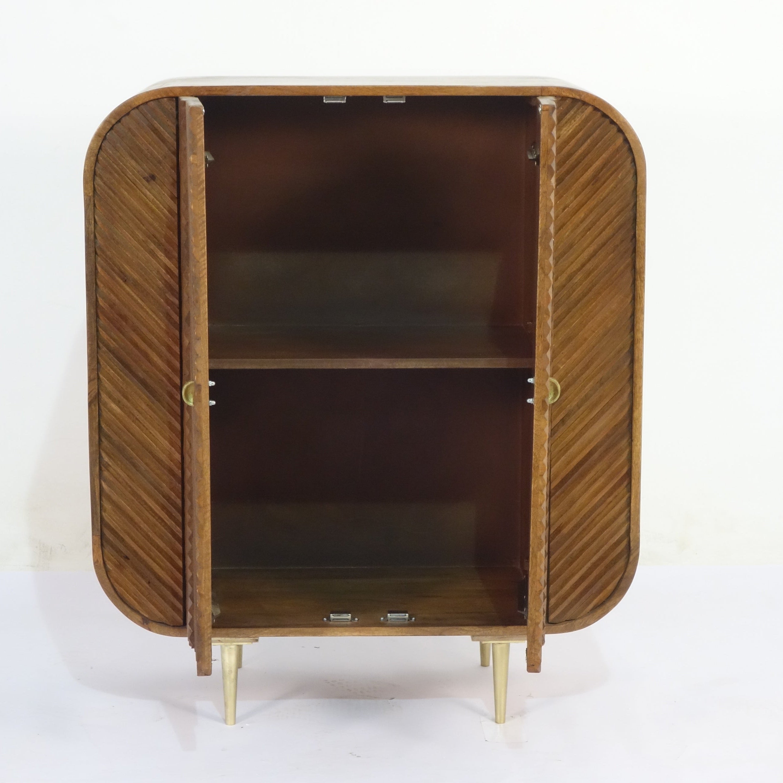 Etched Mango Wood Two Door Small Cabinet Uneeka