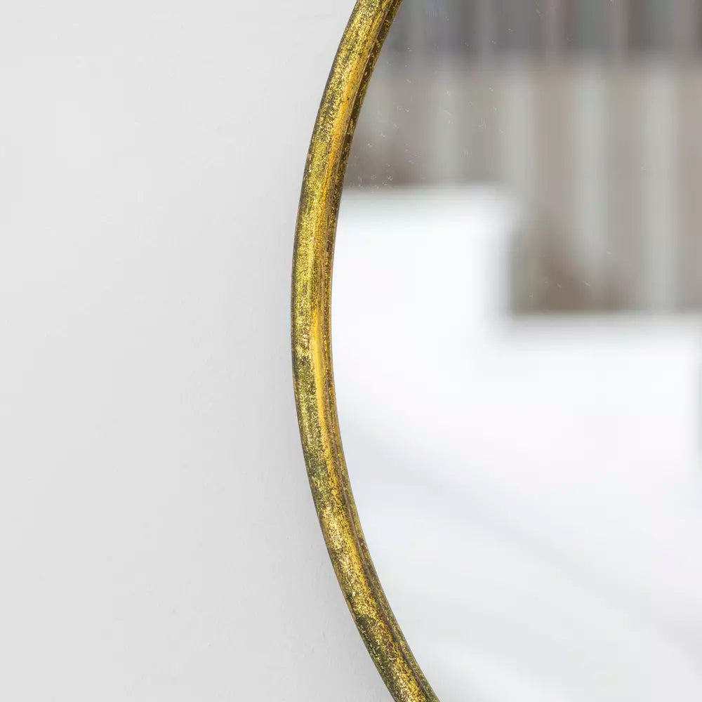 Large Round Vintage Brass Mirror - F25197 - Uneeka