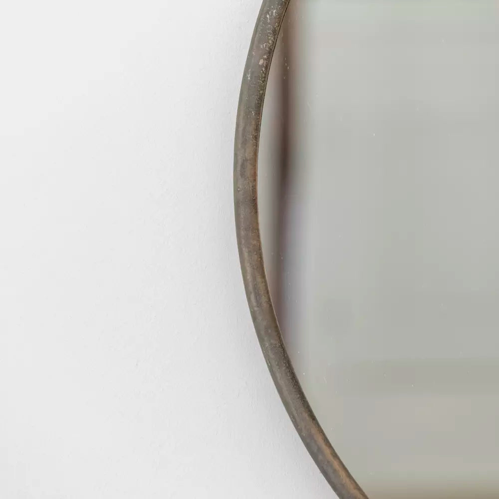 Large Rustic Round Antique Grey Mirror - F25199 - Uneeka