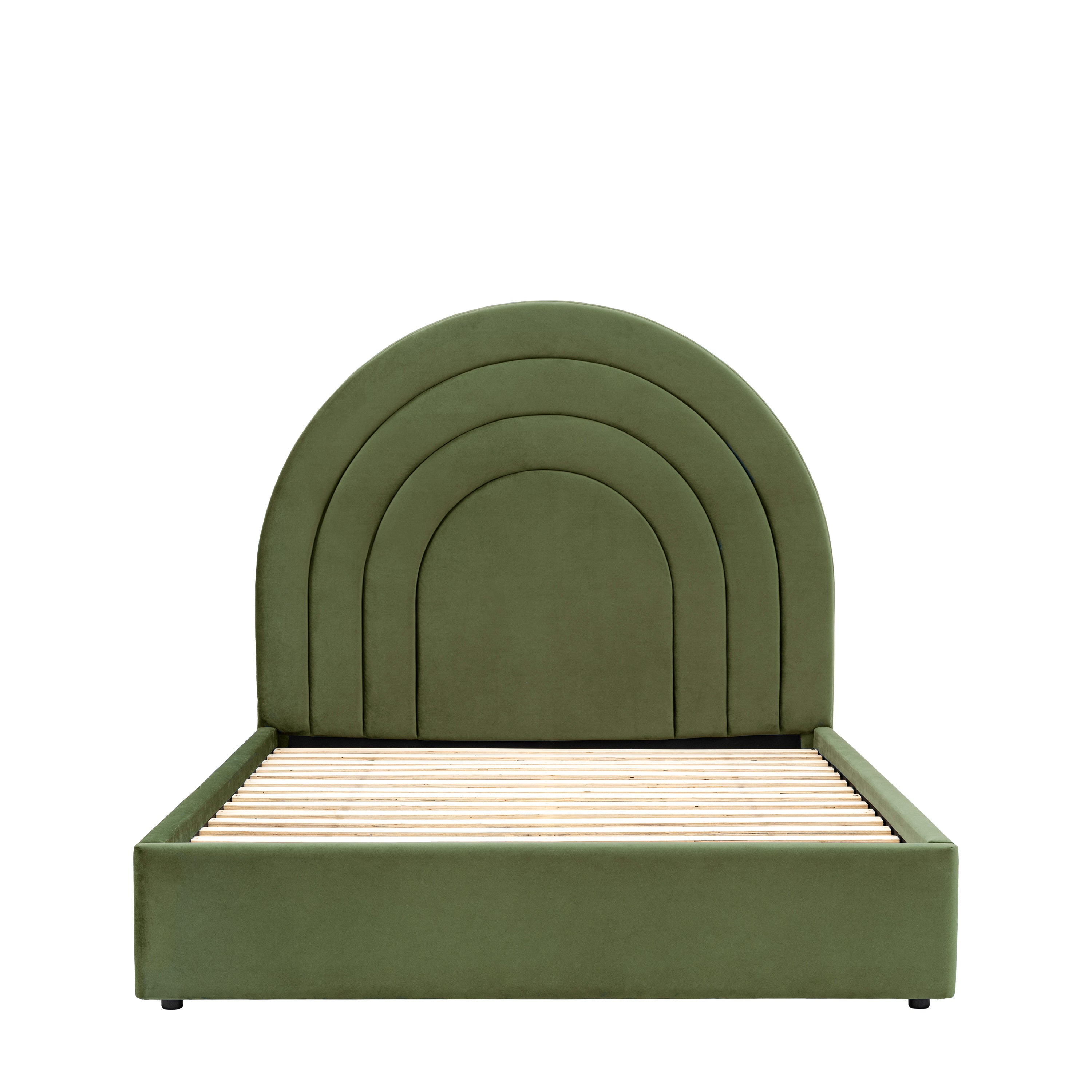 Olive Green Velvet Arch King Bed - 520078 - Uneeka