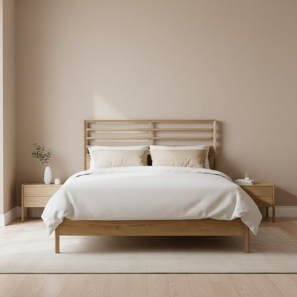 Natural Oak Slatted King Bed - 701214 - Uneeka