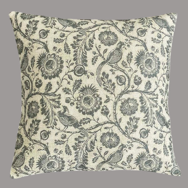 Faded Pheasants & Blooms Cushion - Uneeka