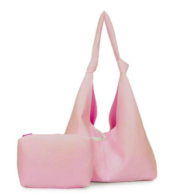 Faux Leather Knotted Strap Handbag Pink