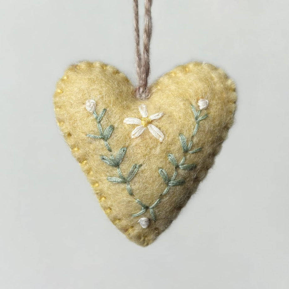 Felt Embroidered Floral Hanging Heart - 693.1 - Uneeka