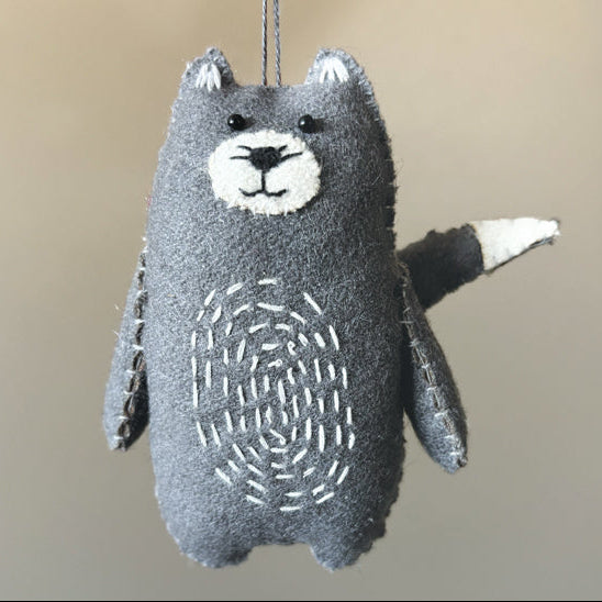 Felt Grey Cat Hanging Decoration - 5462 - Uneeka