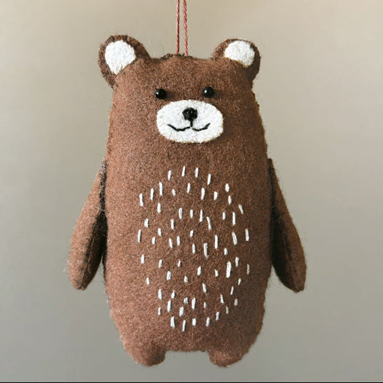 Felt Grizzle Bear Hanging Decoration - 5460 - Uneeka