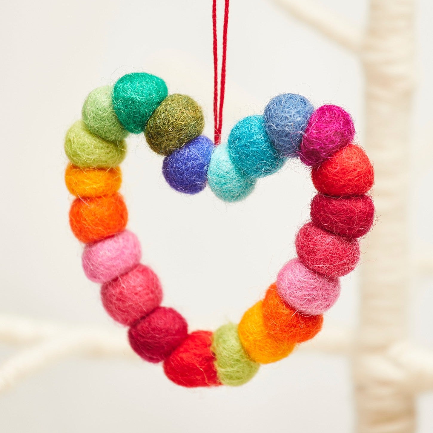 Felt Rainbow Heart Outline Hanging Decoration - Uneeka