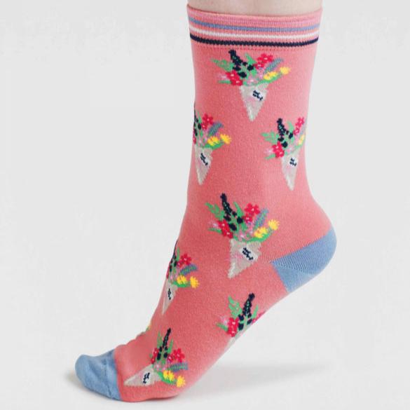 Floral Bouquet Organic Cotton Socks - SSW045 - Pink - Uneeka