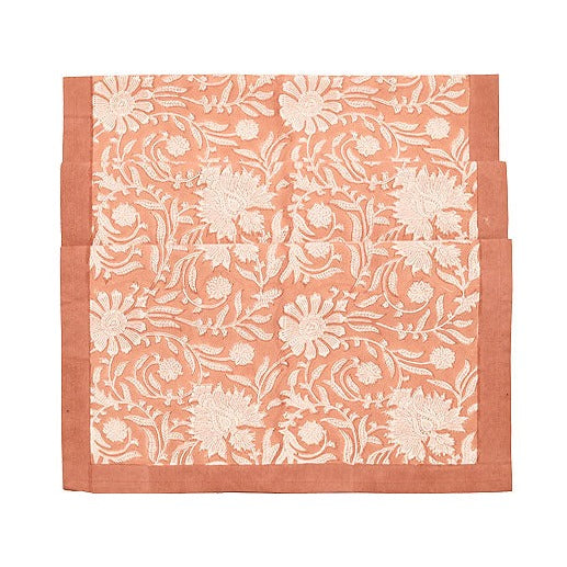 Floral Hand Block Print Cotton Table Runner pink
