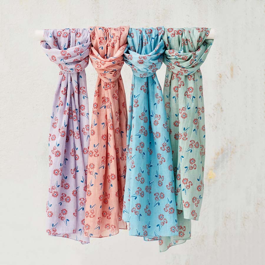 Floral Printed Cotton Scarf