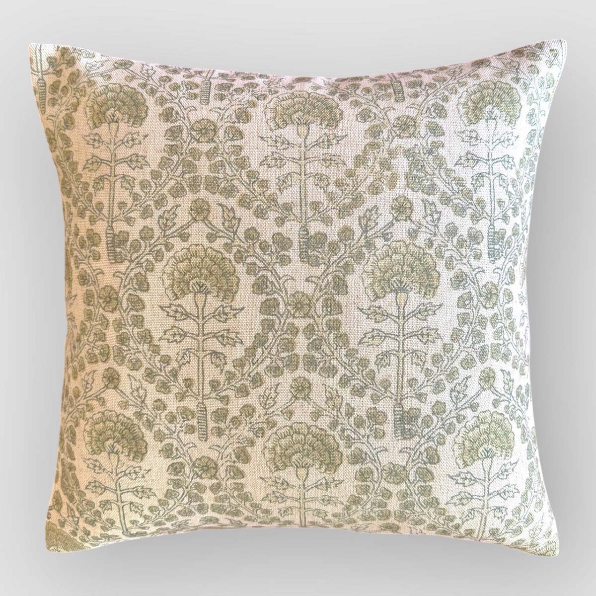 Floral Repeat Print Cushion - Ballucci green cushion - Uneeka