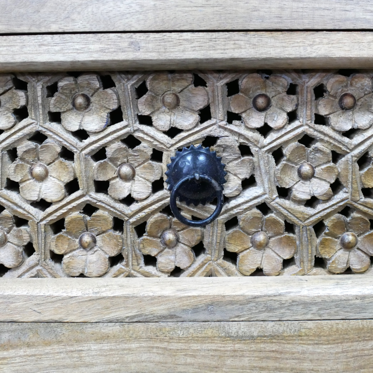 Flower Detail Bedside Cabinet - 10215 - Uneeka