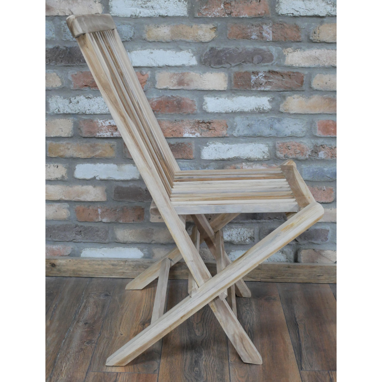 Folding Teak Occasional Chair side view