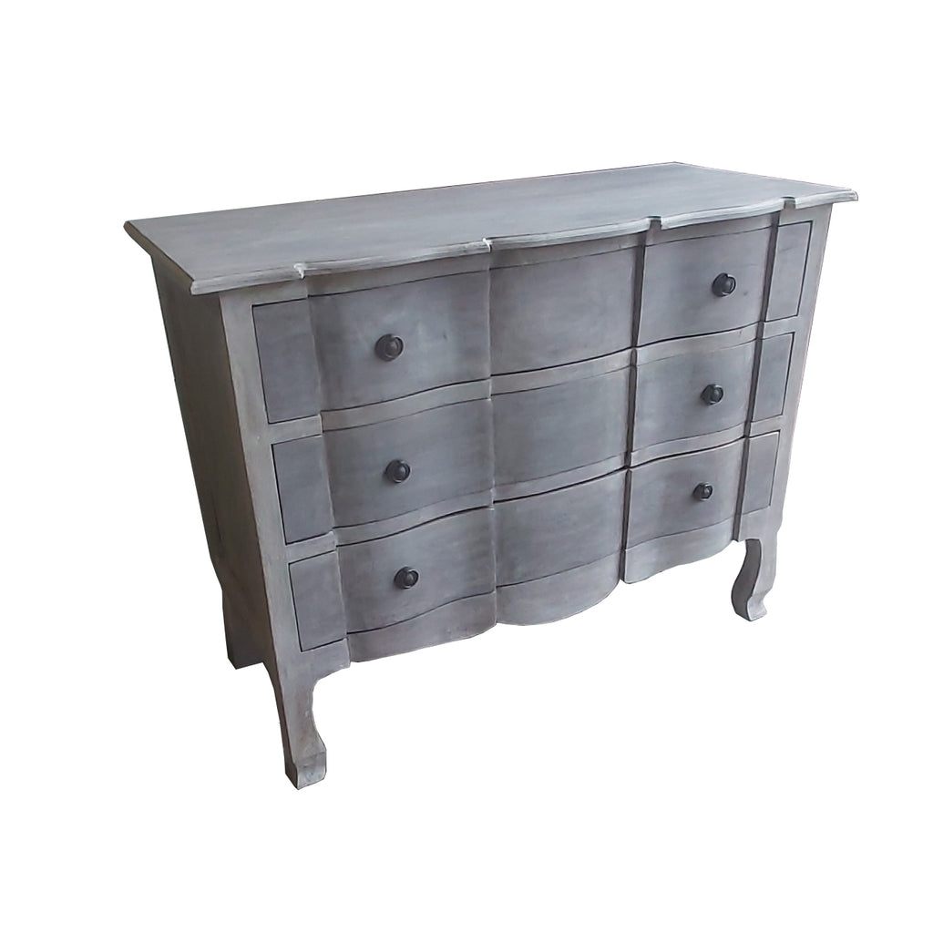 French Style Light Chest of 3 Drawers Ash Finish front view