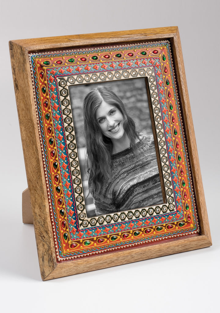 Gem Hand Painted Indian Photo Frame