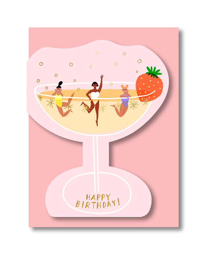 Girls Birthday Champagne Greetings Card