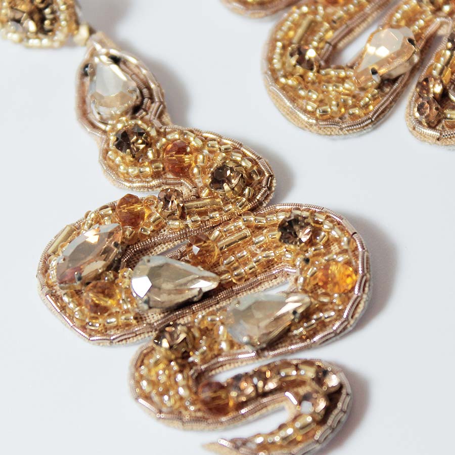Gold Beaded Snake Drop Earrings