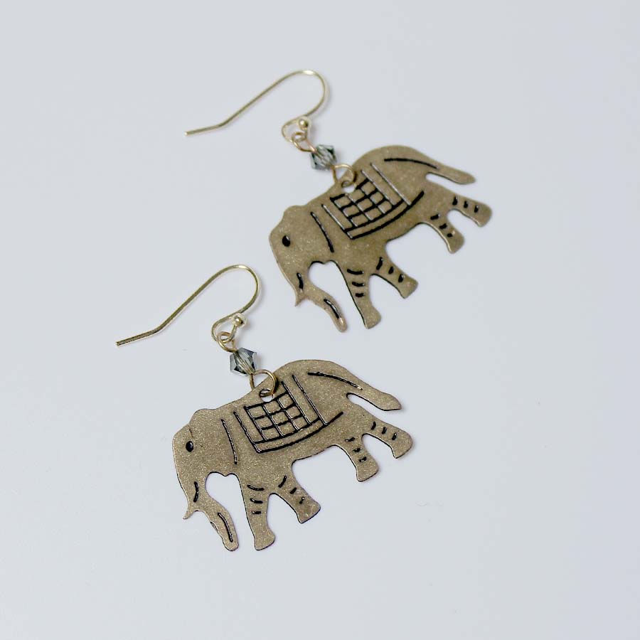 Gold Coloured Elephant Earrings