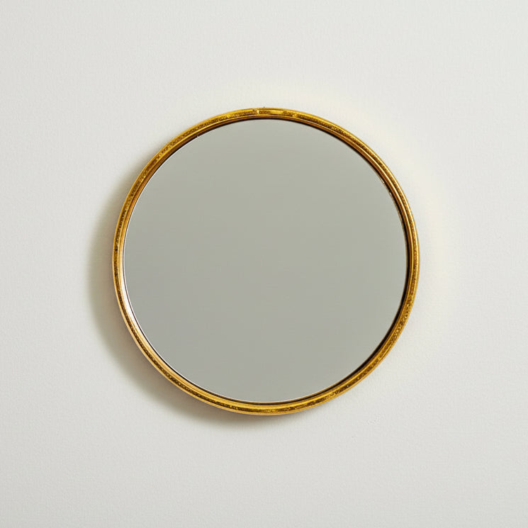 Gold Ribbed Round Mirror - EM139 - Uneeka