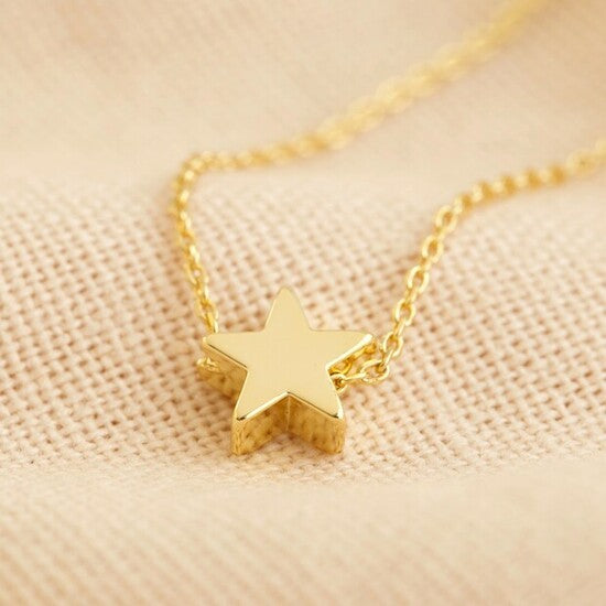 Gold Star Bead Pendant Necklace