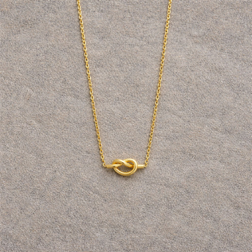 Gold Tied Knot Necklace - NCK034 - Uneeka