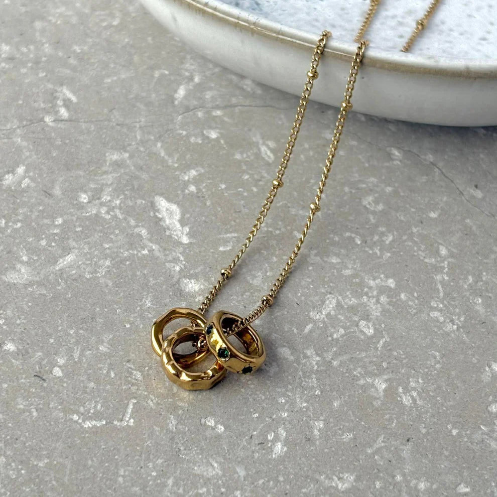 Gold Trio of Rings Pendant Necklace - NCK060 - Uneeka