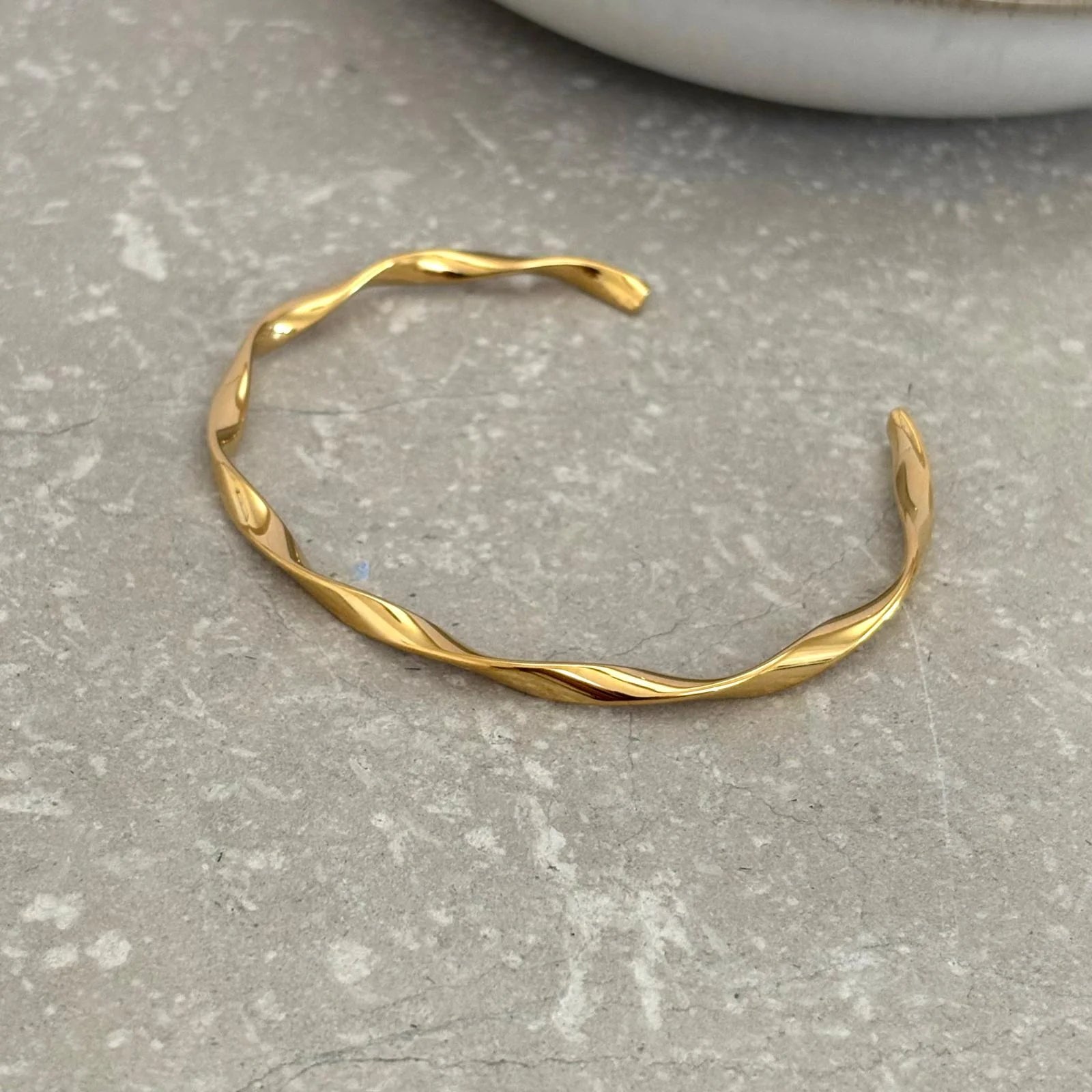 Gold Twisted Open Bangle - BN002 - Uneeka
