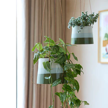 Green, Blue & White Hanging Plant Pot - GCC/HPOTBLUE9 - Uneeka