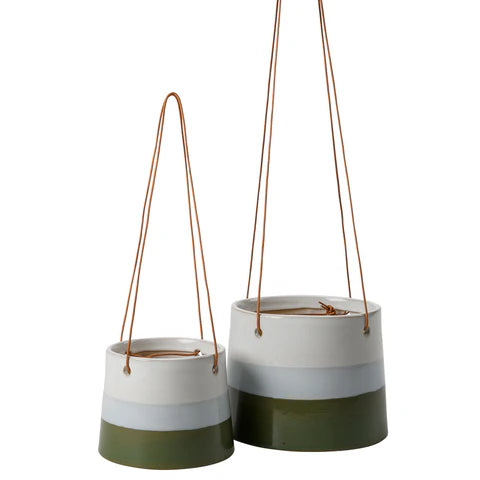 Green, Blue & White Hanging Plant Pot - GCC/HPOTBLUE12 - Uneeka