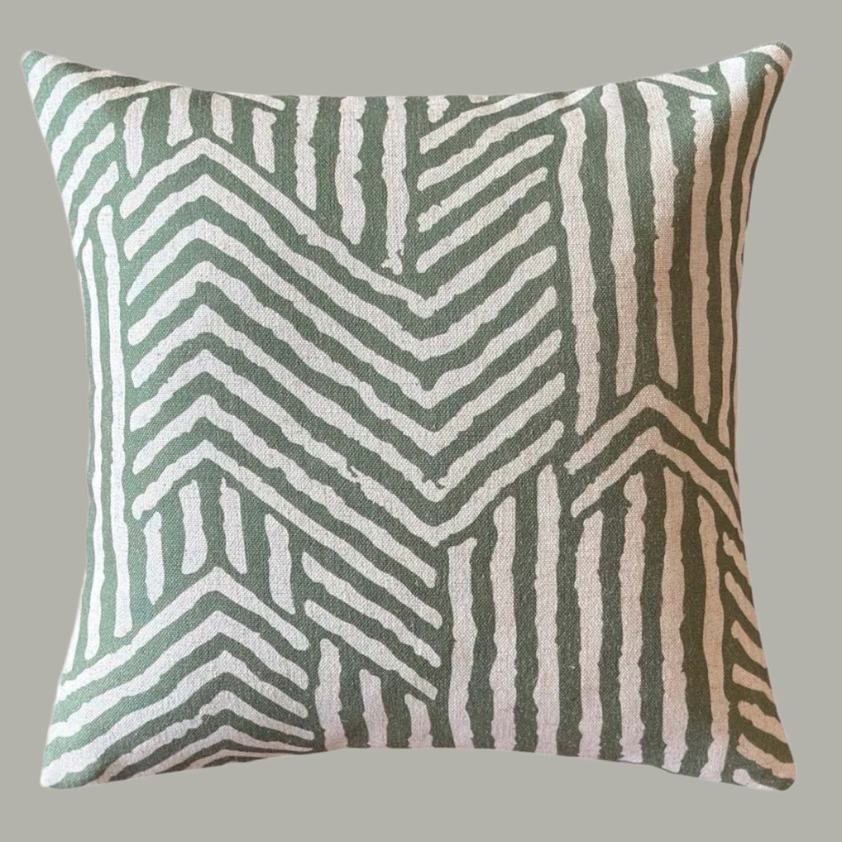 Green Dynamic Stripe Print Cushion - Pencil, moss Cushion - Uneeka