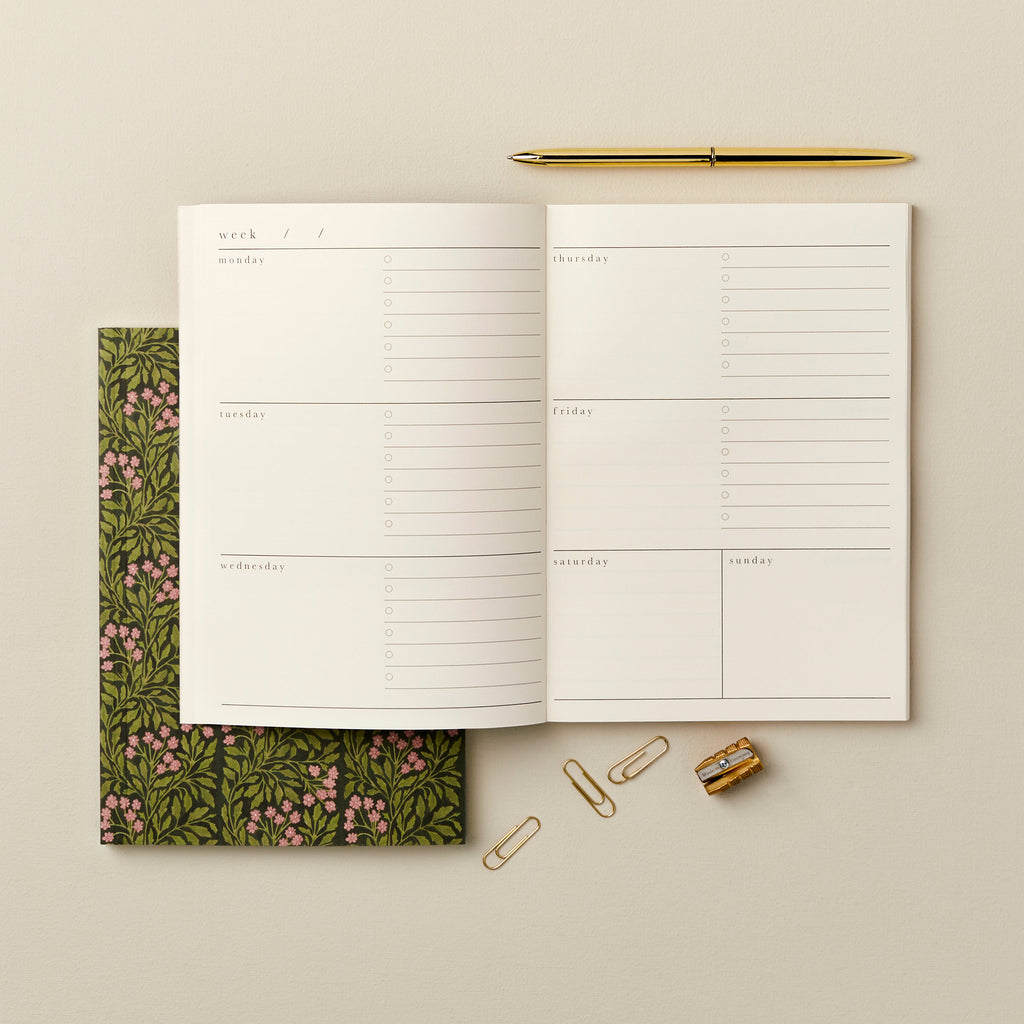 Green Flora Weekly A5 Planner Weekly Undated Section