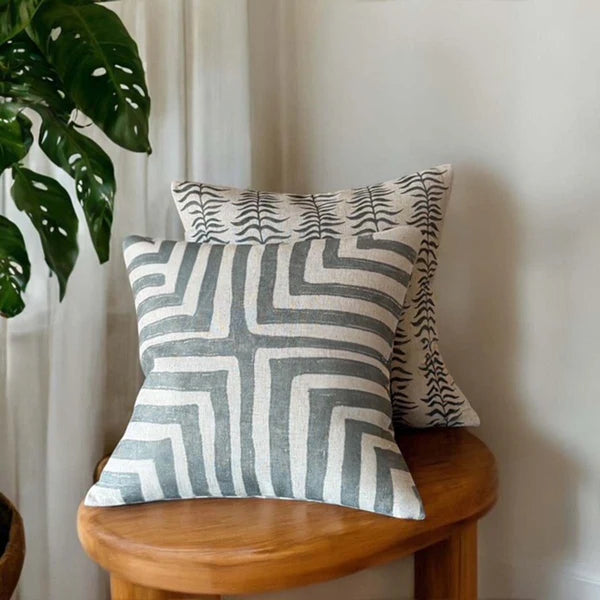 Green Geometric Cross Cushion - Uneeka Home