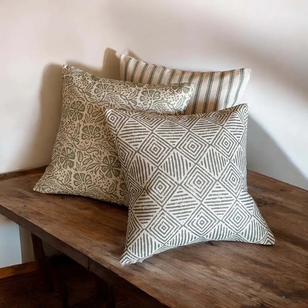 Green Geometric Trellis Print Cushion - Electric, green cushion - Uneeka 