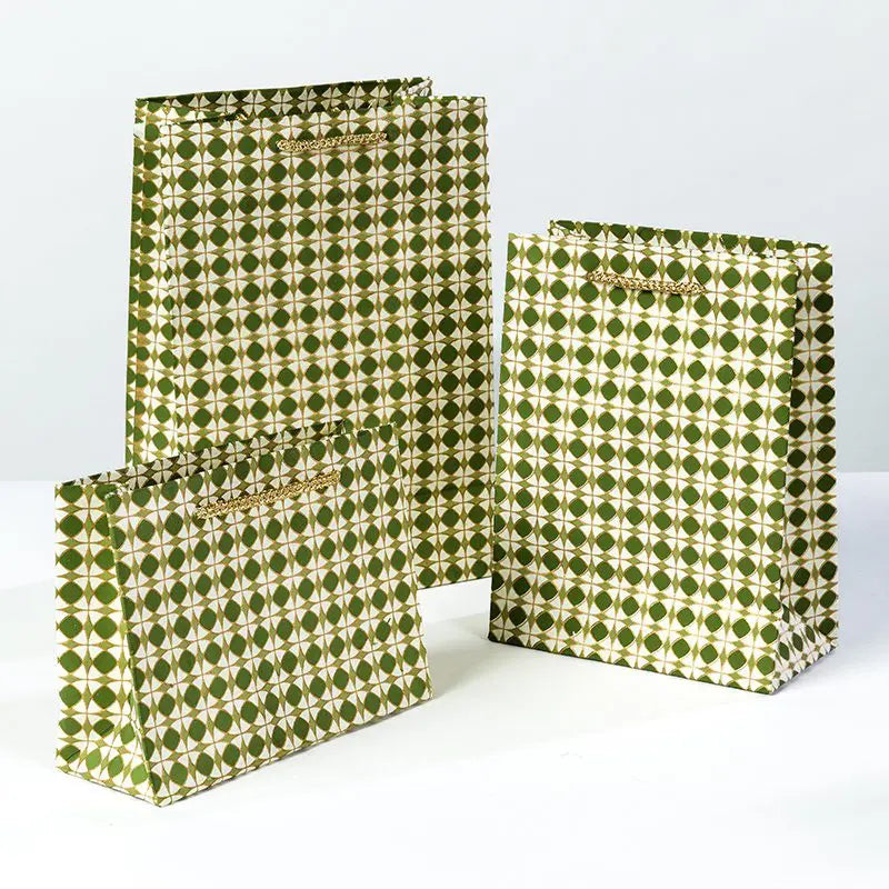 Green Polygon Retro Gift Bags - 4 sizes - Uneeka
