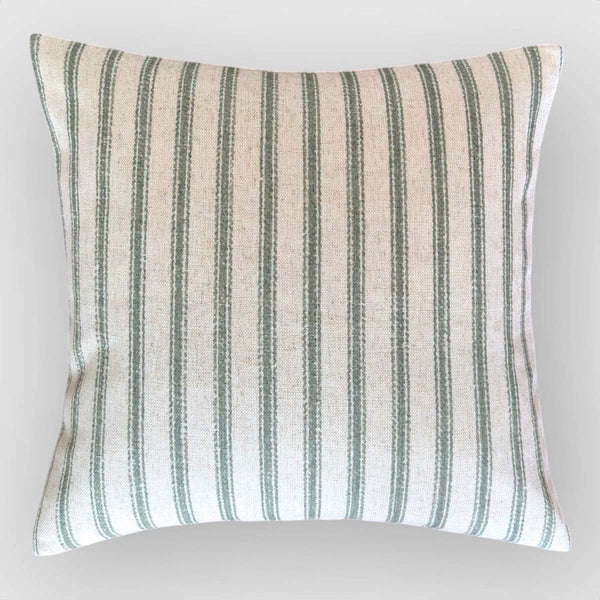 Green Ticking Stripe Cushion Uneeka