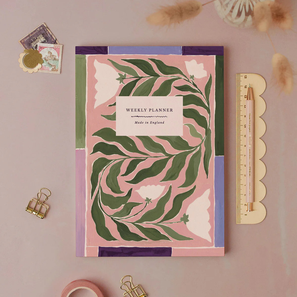 Green & Pink Botanical Weekly Planner - SWP02 - Uneeka