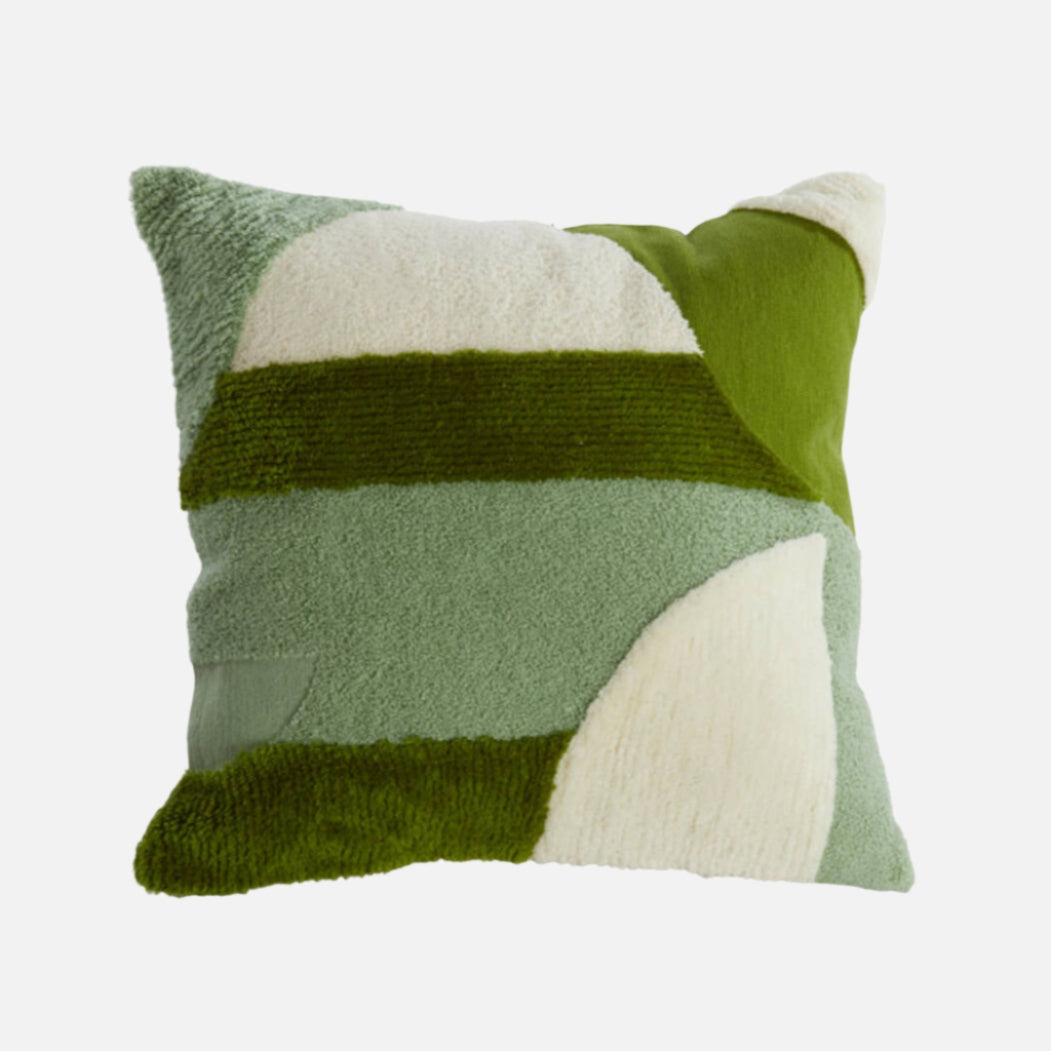 Green & White Textured Cushion - 6875976 - Uneeka