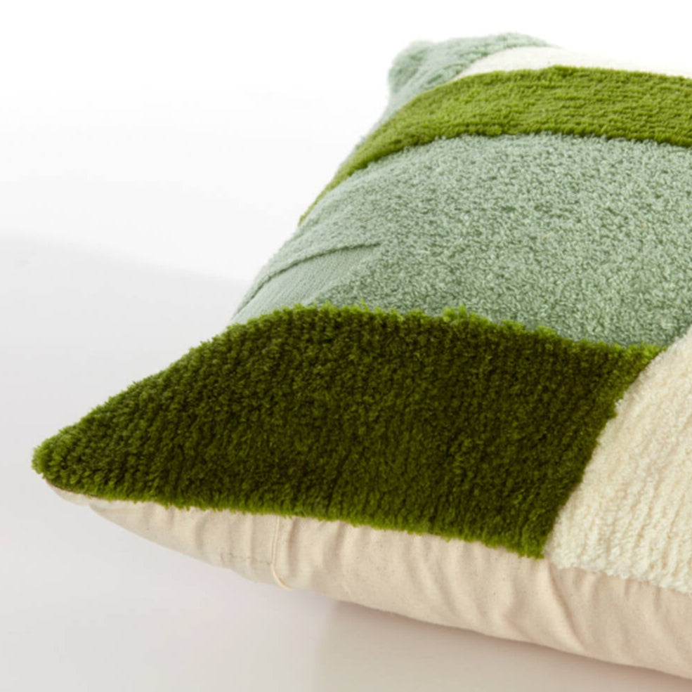 Green & White Textured Cushion - 6875976 - Uneeka