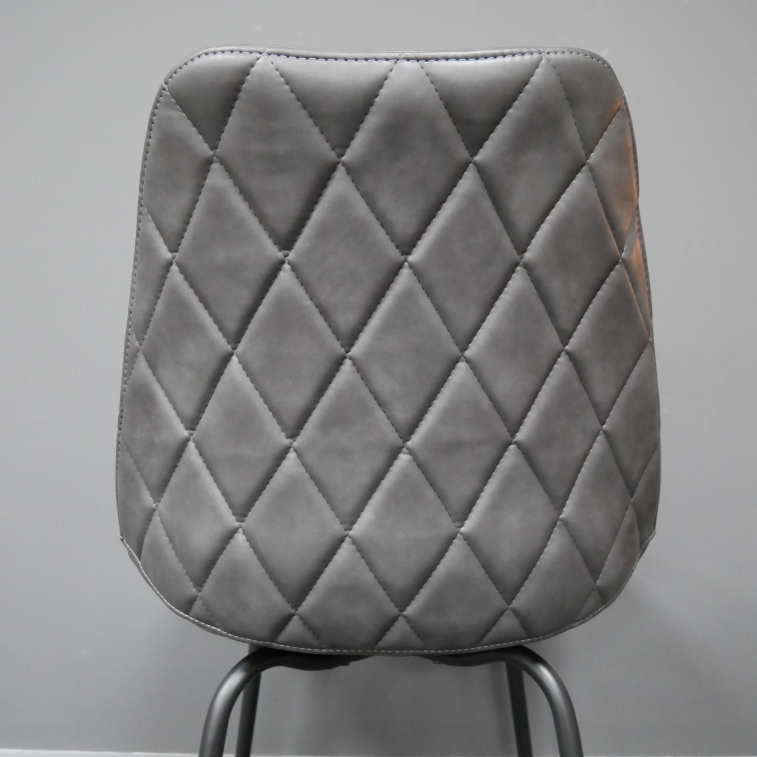 Grey Faux Leather Diamond Stitching Dining Chair back of chair