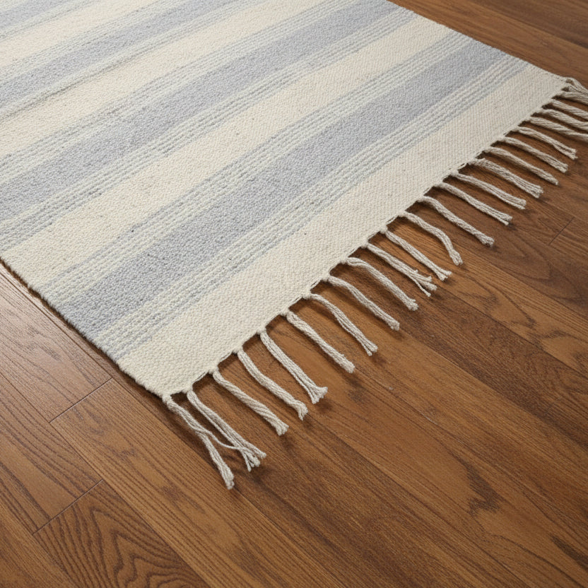 Grey Stripe Recycled Cotton Rug - 4017 - Uneeka