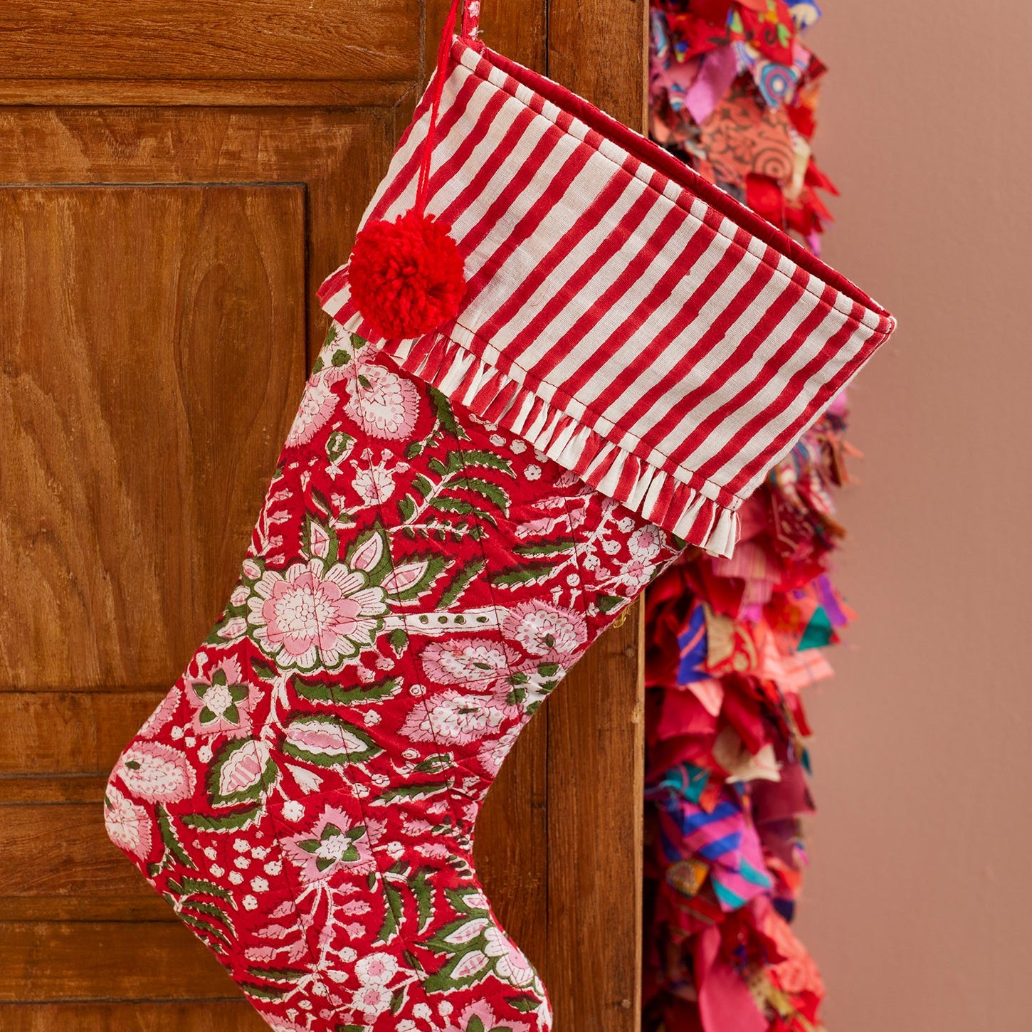 Gulap Floral Block Print Stocking - Uneeka