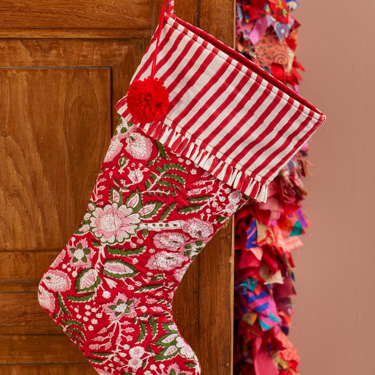 Gulap Floral Block Print Stocking - Uneeka