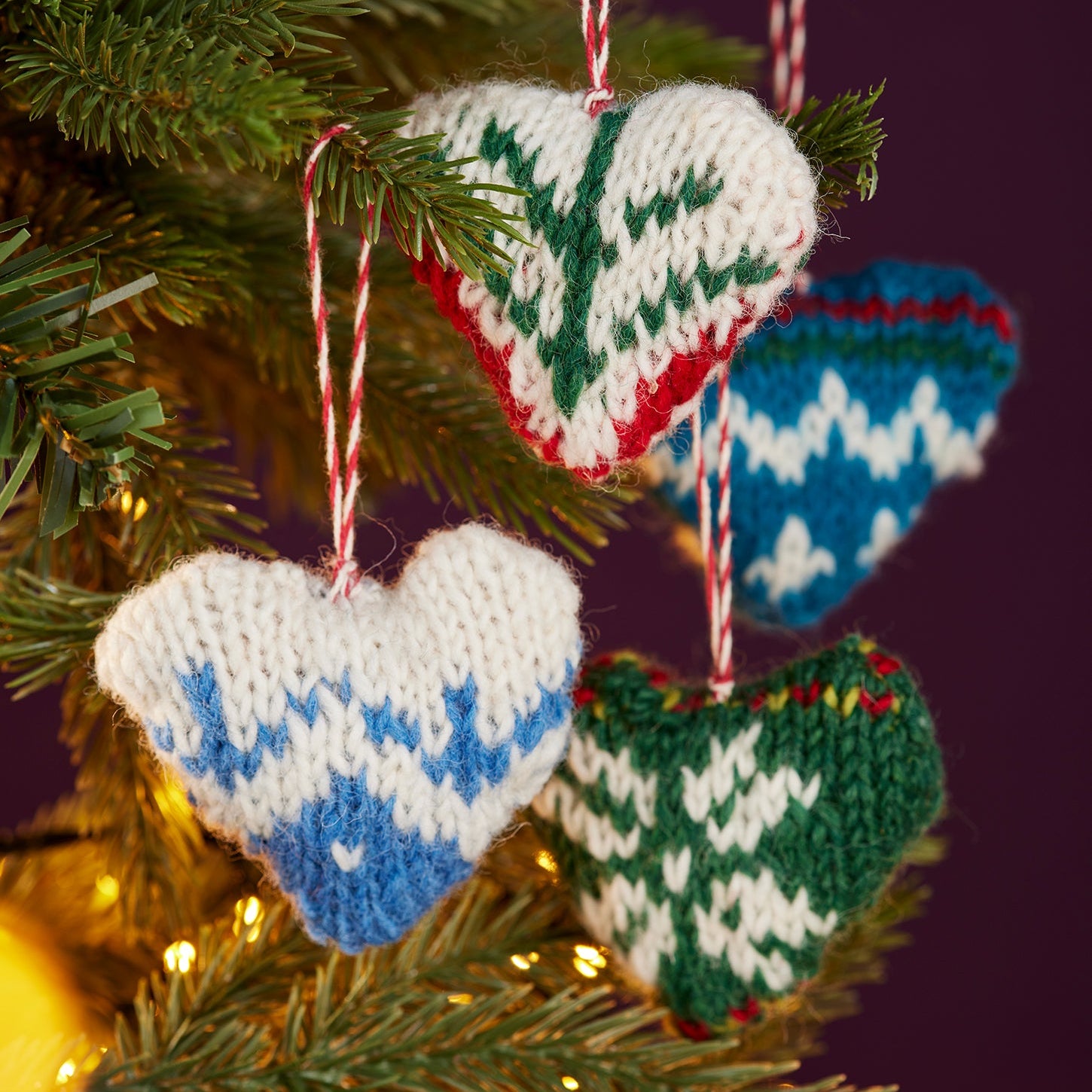 Assorted Knitted Fair Isle Heart Decoration - HDEC177 - Uneeka