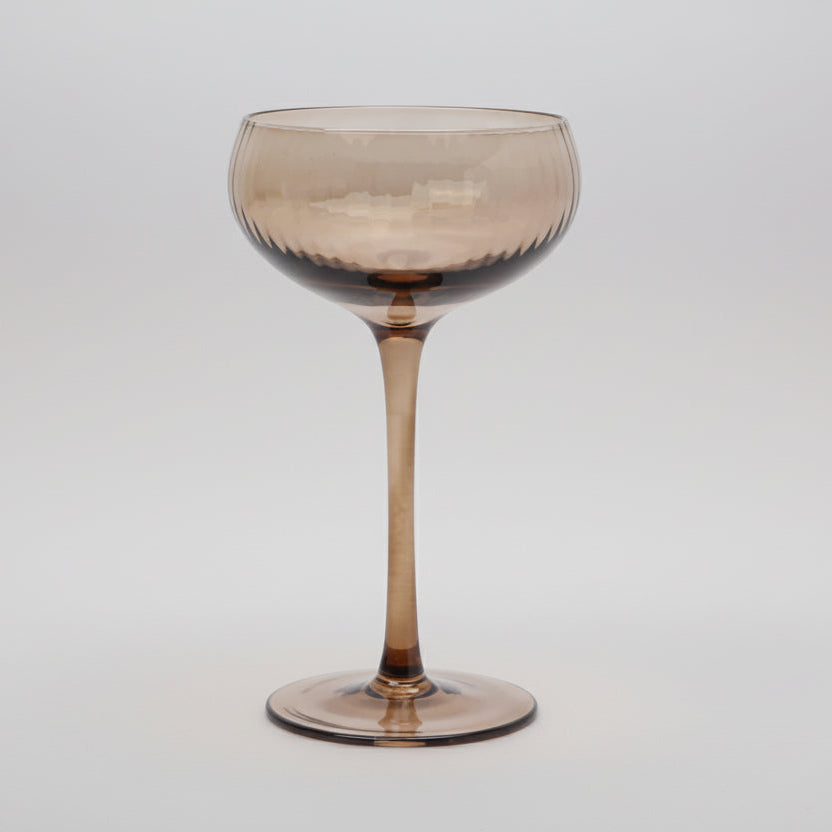 Tall Stem Smoke Glass Champagne Coupe - HHC105UK - Uneeka
