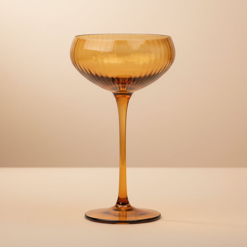 Tall Stem Amber Glass Champagne Coupe - HHC196UK - Uneeka